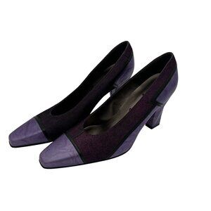 Vintage Margaret Jerrold Purple Leather Uppers Heeled Pumps Size 7.5